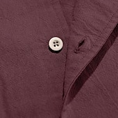 halpa Klassinen-Miesten Paita Pellava paita Button Up paita Yhtenäinen väri Kausaliteetti Loma Musta Valkoinen Viini Laivaston sininen Lyhythihainen Sänkyjen avaus Kesä Kevät Vaatetus Tasku