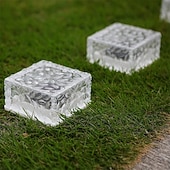 お買い得  経路ライト＆ランタン-大型屋外ソーラー防水ガラスアイスブリックパスライト6個セット、庭、庭、芝生、通路、別荘、農場、パティオ、階段用装飾LEDランプ – 夏の雰囲気のある景観照明