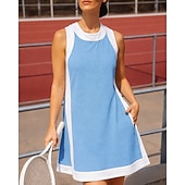 olcso Női tenisz szett-Női Kollázs Sportkészlet Tenisz szett Tenisz szoknya Tenisz nadrág Ujjatlan 2 db Upijanje znoja Légáteresztő Tenisz Golf Pickleball Kerek Ruhák Fekete Égszínkék Bíbor Tenisz ruházat