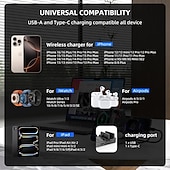 economico Caricabatterie wireless-caricabatterie wireless per iPhone 17 16 15 14 13 12 11 x 8, stazione di ricarica 5 in 1 per Apple Watch 10/9/8/7/6/5/4/3/2/SE/Ultra/Ultra