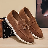 baratos Mocassins casuais-Mocassins masculinos de camurça com borla – sapatos clássicos de verão, sem cadarço, com sola macia e flexível, leves e estilosos, ideais para uso casual, viagens e lazer ao ar livre.