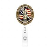 economico 250° Anniversario degli Stati Uniti-Porta badge retrattile per il 250° anniversario dell'America con clip a coccodrillo, porta badge identificativo per il 250° anniversario dell'indipendenza, accessori per il 4 luglio 1776-2026, regalo