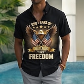  Per uomo 4 luglio, 250° anniversario degli Stati Uniti Bandiera degli Stati Uniti Noi, il popolo Camicia Camicia Estiva Camicia con Bottoni Manica Corta Patriotico All'aperto Ferie Estate Primavera