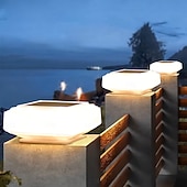 baratos Candeeiros Luzes de Exterior-Conjunto de 2 postes de luz solar para cerca, à prova d'água, com energia solar e luz branca quente, ideais para iluminação de jardins, pátios e varandas.