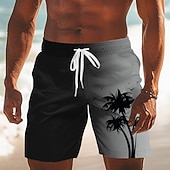 billige Tropiske planter og blomster-Herre Kokosnøttre Gradientfarge Badeshorts Badedrakter Badeshorts Surfeshorts Medium Midje Hawaiisk Strandferie Sidelommer Mesh fôr Elastisk snøring i midjen Designer Klær