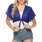 cheap Wedding Guest Wraps-Women's Wrap Shrug Mother's Wraps Bridal's Wraps Wedding Guest 's Wraps Elegant Ladies Formal Style Short Sleeve Chiffon Wedding Wraps With Pure Color For Daily Summer