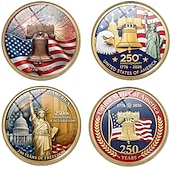  Набор из 4 подвесок в честь 250-летия США – двумерный орел. &Кулон с американским флагом, патриотическое памятное украшение, коллекционный предмет 1776-2026, подарок ко Дню независимости, 4 июля,