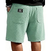 abordables Shorts décontractés-Homme Short gaufré Shorts Short décontracté Avec Poches Taille Élastique Uni À carreaux Confort Respirant Longueur Genou Occasionnel Extérieur Vacances Vacances Mode Noir Blanche Micro-Élastique