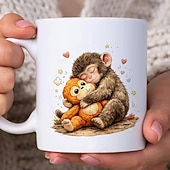 economico Tazze e tazzine-Tazza Team Punch Monkey Meme tazza da caffè divertente Meme Protect Punch Monkey Meme regalo per amanti degli animali tazza da caffè divertente per amici e colleghi tazza in ceramica sicura per