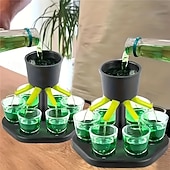 ieftine Ustensile Bucătărie &amp; Gadget-uri-Dozator de băuturi pentru 6 sticle cu suport – vin pentru petreceri în barul de acasă &amp;dozator de whisky, servitor de băuturi cu flux multiplu, turnare uniformă, perfect pentru petreceri tematice