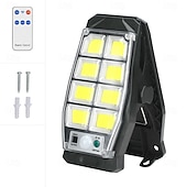 billige Vegglamper til utendørsbruk-Utendørs solcelledrevet 8-rutenett LED-cob-vegglampe med klips og bevegelsessensor, IP65 vanntett, multifunksjonell nødarbeidslampe for hage, gårdsplass, gjerde, park, garasjebelysning