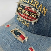  Cappello casual ricamato da veterano americano dd-214, berretto da baseball, cappello da papà regolabile con bandiera americana vintage effetto invecchiato per uomo e donna, regalo patriottico per
