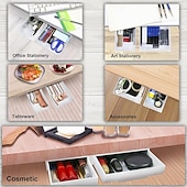 abordables Rangement et organisation-Organiseur de tiroir sous bureau, porte-crayons coulissant, fixation pour tiroir de bureau, accessoires de bureau en plastique &amp;Organiseurs d'espace de travail, organiseur de bureau invisible