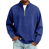  Voor heren Overhemd van 100% katoen met zure wassing T-shirt Lange mouw Opstaand Lente Herfst Herfst winter Effen Vintage Streetwear Casual Rits omhoog Standaard Casual Huis Straat Zwart Roze