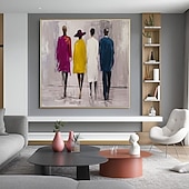 abordables Oil Paintings-Hand Painted firgure Oil Paintings People Walking On The Street Painting 100% Hand Painted Oil Painting On Canvas Classic Wall Art For Living Room Decor