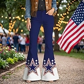  250th Anniversary USA Retro Vintage 1970s Pants Bell Bottom Pants Hippie Disco High Waist Fancy Dress Women's Masquerade 4th of July Party Independence Day Adults' Pants