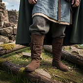 abordables Calzado-Retro Antiguo Medieval Renacimiento Zapatos Botas Caballero Vikingo Cruzado Disfraz Hombre Vikingo Pirata Víspera de Todos los Santos Carnaval Mascarada Rendimiento LARP Feria Ren Adulto Zapatos
