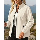 זול מעילים עמידים למים-בגדי ריקוד נשים בולם רוח מעיל ג'קט לטיולי הליכה חיצוני עמיד למים עמיד בגדי טיולים אביב סתיו צמרות מחנאות / צעידות / טיולי מערות ריצה צבע אחיד שחור לבן ורוד