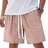 levne Neformální kraťasy-SoftFade™ Pánské šortky 100% bavlněné Casual šortky Kyselinově wash šortky Kapsa Elastický pas Praný Komfort Prodyšné Délka po kolena Casual Outdoor Pláž Dovolená Móda Námořnická modrá Červená