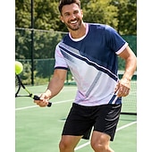 voordelige Herenhemd-Voor heren Kleurenblok Sportset Overhemden en shorts Tennisset Korte mouw 2-stuks Sneldrogend Rekbaar Vochtregelerend Ademend Tennis Golfschoenen Augurkbal Strakke ronde hals Short / Broekje Kleding