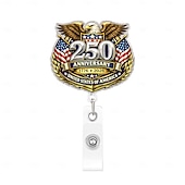 economico 250° Anniversario degli Stati Uniti-Porta badge retrattile per il 250° anniversario dell'America con clip a coccodrillo, porta badge identificativo per il 250° anniversario dell'indipendenza, accessori per il 4 luglio 1776-2026, regalo