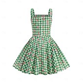 tanie Sukienki-Lata 50. Retro / vintage Do kolan Sukienka Rockabilly Rozkloszowana sukienka Bez rękawów Strój na bal maskowy Dla dziewczynek Halloween Karnawał Bal maskowy Studniówka Wieczorna impreza Przyjęcie