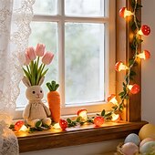 abordables Alimentación por batería-Guirnalda de luces LED con forma de hongo, 3 m, 20 LED, funciona con pilas, ideal para fiestas de Pascua, bodas, jardines, decoración interior y exterior.