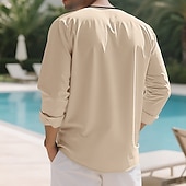 levne Ležérní tričko Henley-Pánské Tričko Tričko Henley Bavlněné plátěné tričko Dlouhý rukáv Henley Léto Jaro Barevné bloky Vinobraní Šik ven stylové Slátanina Barevné bloky Knoflíky Ležérní Denní Venkovní Bílá Černá Khaki Top