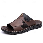 abordables Sandalias de Vacaciones-Sandalias planas de hombre en color beige y blanco con aberturas, puntera abierta, estilo casual, cómodas, ideales para el verano, vacaciones en la playa, resorts, viajes, uso doméstico, actividades al aire libre y un estilo relajado para climas cálidos.
