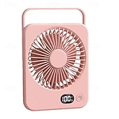 cheap Desktop Fans-Portable Desk Fan with LED Battery Display, Rechargeable Table Fan, 180° Foldable Wall Hanging Personal Fan, Ultra-Thin Quiet USB Powered Fan for Office, Travel, Bedroom, Kitchen