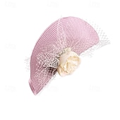 economico Fascinatori-Fascinator Carta pura Matrimonio Compleanno Vintage Carino Retrò Con Fiore Tulle Copricapo Copricapo