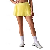 cheap Women's Skirts &amp; Skorts-Women's Solid Colored Casual Skirt Tennis Shirt Tennis Skirts with Shorts Sport Skirt Sleeveless Pleated Pocket Quick Dry Elastic Sweat-Wicking Breathable Tennis Golf Pickleball Skirt White Yellow