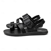 economico Infradito da Vacanza-Sandali da uomo marroni con cinturini, a punta aperta, comodi e casual, scarpe da spiaggia leggere, calzature estive per vacanze, viaggi al mare, abbigliamento da resort, tempo libero all'aperto, passeggiate e stile rilassato di tutti i giorni.