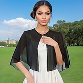 cheap Bridal Wraps-Women's Wrap Shrug Mother's Wraps Bridal's Wraps Wedding Guest 's Wraps Elegant Ladies Formal Style Sleeveless Chiffon Wedding Wraps With Pure Color For Daily Summer