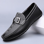 abordables Mocassins décontractés-Mocassins bleus pour homme en similicuir – chaussures habillées classiques à enfiler, style décontracté chic, pour le bureau, la conduite et le quotidien