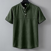 levne Ležérní tričko Henley-SoftFade™ Pánská Henley košile 100% bavlna košile s kyselinovým praním krátký rukáv jednobarevná retro vintage casual vintage styl ručně barvená bledá Henley casual léto jaro podzim fialová Henley