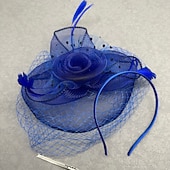 billige Fascinatorer-fascinators polyester Bryllup Bursdag Elegant Årgang søt stil Med Fjær Tyll Hodeplagg Hodeplagg