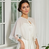 cheap Bridal Wraps-Women's Wrap Shrug Mother's Wraps Bridal's Wraps Wedding Guest 's Wraps Elegant Ladies Formal Style Sleeveless Chiffon Wedding Wraps With Pure Color For Daily Summer