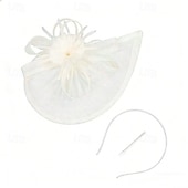 billige Fascinatorer-fascinators Linfrø Bryllup Bursdag Årgang søt stil Retro Rød Med Fjær Blomster Hodeplagg Hodeplagg