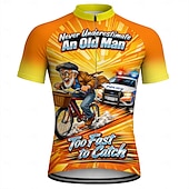 cheap Men's Jerseys-Men Cycling Jersey Downhill Jersey Funny Never Underestimate An Old Man With A Bicycle Short Sleeve Bike Shirt Jersey T Shirt with 3 Rear Pockets Mountain Bike MTB Road Bike Cycling UV Resistant Fast