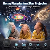 abordables luces del proyector galaxia estrella-Proyector planetario para dormitorio, 12 discos de imagen, proyector de galaxia, luz nocturna de estrellas, iluminación ambiental de techo, lámpara LED de galaxia espacial, decoración de habitación