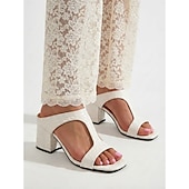 ieftine Femei-Sandale elegante pentru femei, albe, cu imprimeu crocodil - sandale elegante cu toc bloc și vârf pătrat, pentru seri formale pe nave de croazieră, seară festivă &amp;vacanțe de vară la stațiuni turistice