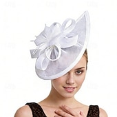 billige Fascinatorer-fascinators Linfrø Bryllup Bursdag Årgang søt stil Retro Rød Med Fjær Blomster Hodeplagg Hodeplagg