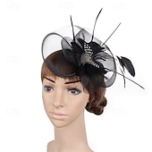 economico Fascinatori-Fascinator Poliestere Matrimonio Compleanno Elegante Vintage Carino Con Piuma Tulle Copricapo Copricapo