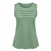preiswerte Einfacher Tank-Mehrfachpackungen 3er-Pack Weiblich Rundhals Ärmellos schwarz+weiß+grün Tanktop Weste Ärmelloses Shirt Einfarbig Lässig Täglich Polyester Sommer
