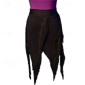 cheap Latin Dancewear-Women's Purple Fringe Slit Latin Dance Skirt