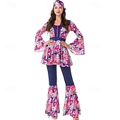 abordables Conjuntos-Conjunto Retro Antiguo Años 70 Blusa / Falda Pantalones Larga Floral Psicodélico Disfraz Mujer Víspera de Todos los Santos Carnaval Festival de Música Fiesta temática retro Adulto Blusas Pantalones
