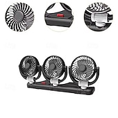 Χαμηλού Κόστους Φίλοι Αυτοκινήτου-Ανεμιστήρας αυτοκινήτου τριπλής κεφαλής, ανεμιστήρας ψύξης οχήματος 12v 24v με τροφοδοσία USB 3 κεφαλών για ταμπλό, περιστρεφόμενος 360° ισχυρός, ήσυχος αυτόματος κυκλοφορητής αέρα για φορτηγό SUV RV