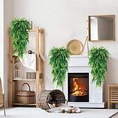 levne Umělé rostliny a zeleň-4 balení umělých závěsných rostlin, bostonské kapradiny, umělá závěsná rostlina, umělý břečťan, popínavá rostlina, zeleň, UV odolné plastové rostliny pro vnitřní i venkovní použití, pokoj, zeď,