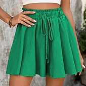 cheap Hot Shorts-Women's Shorts Summer Shorts Beach Shorts Casual Shorts Vacation Fashion Basic Short Mid Waist Drawstring Elastic Waist Wide Leg Comfort Quick Dry Soft Micro-elastic Streetwear Beach Holiday Pink